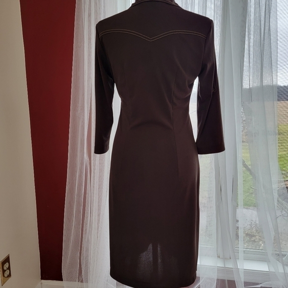 Euc Express Brown Polyester Coat Dress Size 5/6 - Picture 3 of 9